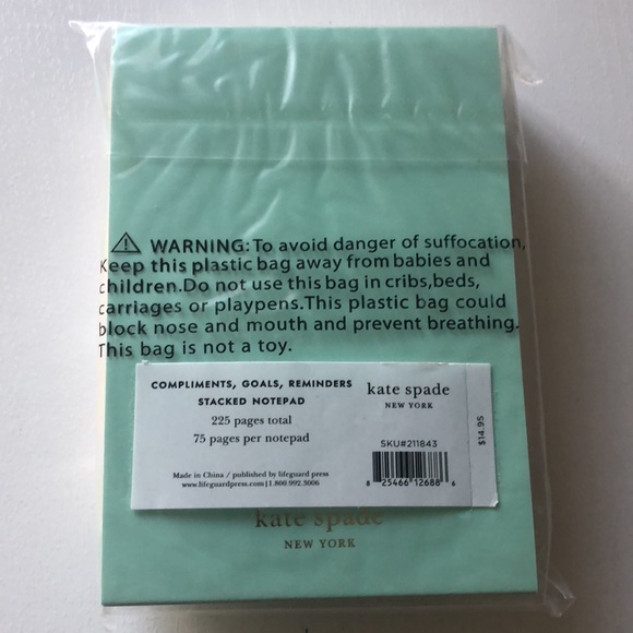 Kate Spade New York -Compliments, Goals, Reminders Stacked Notepad (NWT) - Picture 5 of 7